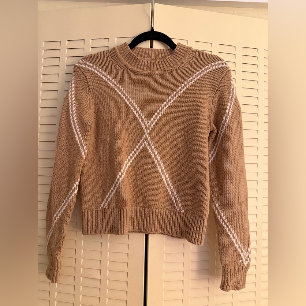 Banana Republic Tan Argyle Knit Sweater – Size Small